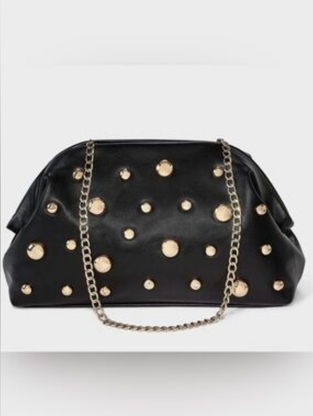 A NEW DAY  Black Clutch with Gold Dome Studs